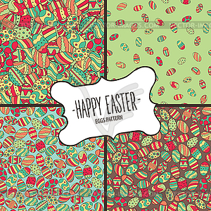 Bundle of patterns of colorful Easter eggs - vector clipart