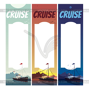 Set of vertical templates with old ship - vector clip art