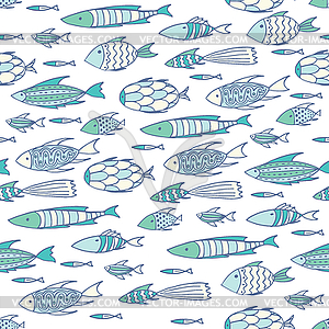 Soft white pattern with shoal of fishes - vector image