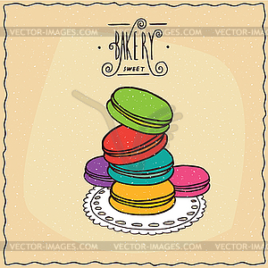 Stack of multi-colored French cookies macaron - vector clipart