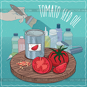 Tomato seed oil used for paint manufacture - vector image