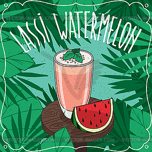 Watermelon Indian drink Lassi with fresh juice - vector clipart