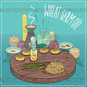 Wheat germ oil used for aromatherapy - vector image