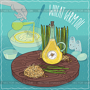 Wheat germ oil used for cooking - vector clip art