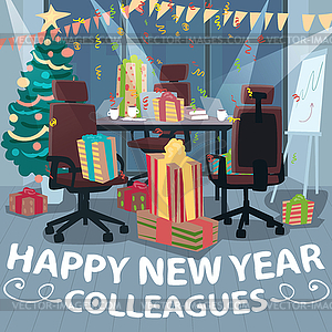 Congratulations Happy New Year of colleagues - vector clip art