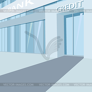 Exterior of glass bank building facade - vector clipart