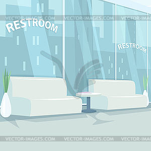 Interior of rest room with panoramic windows - vector clipart