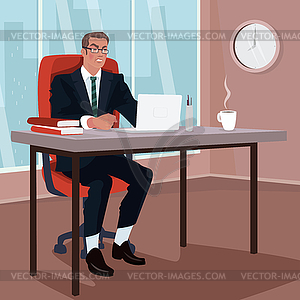 Angry businessman in office - vector image