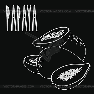 Chalkboard papaya fruit - royalty-free vector clipart