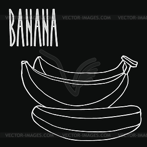 Chalkboard ripe banana fruit - vector clipart / vector image