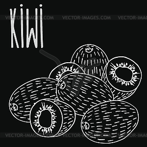 Chalkboard ripe kiwi fruit - vector clipart