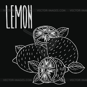 Chalkboard ripe lemon fruit - vector clip art