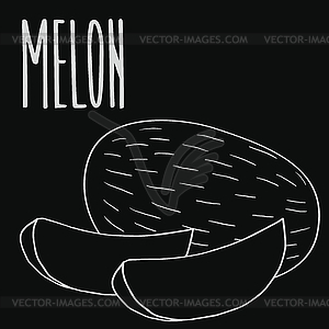 Chalkboard ripe melon fruit - vector image