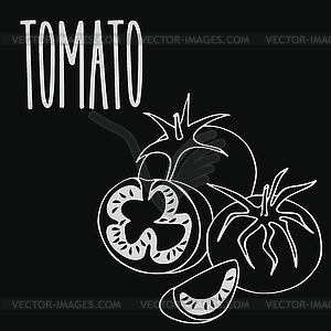 Chalkboard ripe tomato vegetable - vector clip art