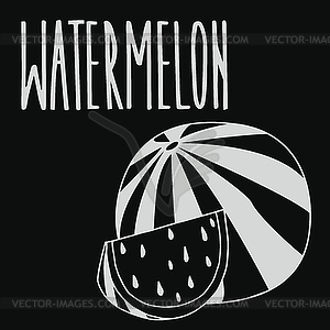 Chalkboard ripe watermelon fruit - vector clip art