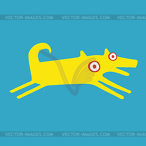 Funny yellow dog is running happily - vector image