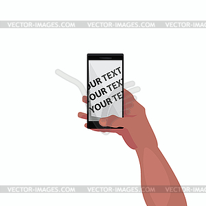 Mockup of screen of smartphone in hand - vector image