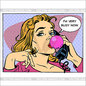Girl Secretary businesswoman talking phone busy - royalty-free vector image