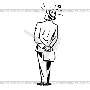 Misunderstanding questions businessman standing wit - vector image