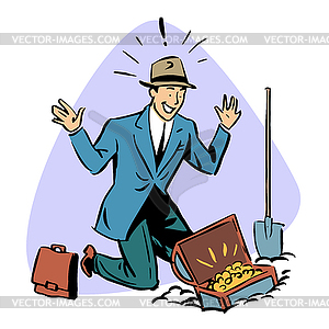 Businessman found treasure business people concept - vector image