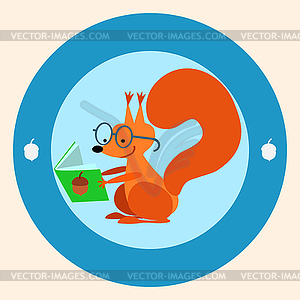 Squirrel schoolgirl reading book - royalty-free vector image