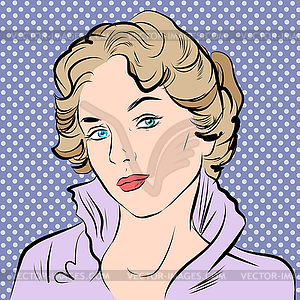 Beautiful girl portrait in retro style - vector clipart