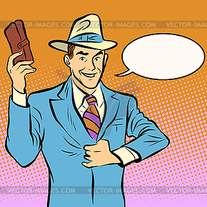 Businessman with purse - vector clip art