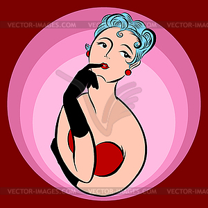 Brooding retro girl - royalty-free vector clipart