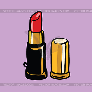 Red lipstick, cosmetics and beauty - vector image
