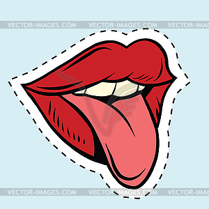 Pup art mouth and tongue, Sticker label - vector image