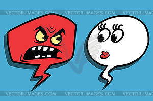 Гнев комический пузырь лицо мужчина женщина - векторное изображение EPS