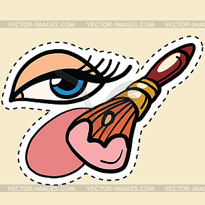 Application of Foundation with brush on skin - stock vector clipart