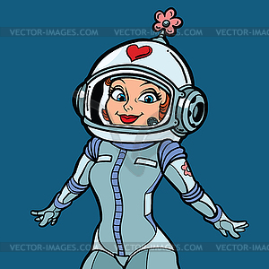 Beautiful romantic woman astronaut - vector image