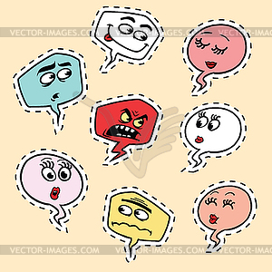 Set of comic bubbles face Emoji emoticon smiley - vector image