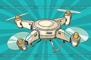 Quadcopter toy aircraft pop art , Drone flying - vector EPS clipart