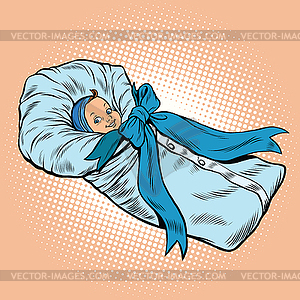 Pop art retro newborn infant, medical health and - vector image