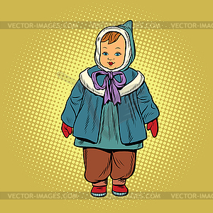 Toddler retro clothes doll - vector image