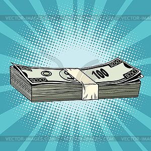 Package of hundred-dollar bills, wealth, business - vector image