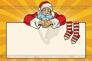 Santa Claus character Christmas socks for gifts - vector image