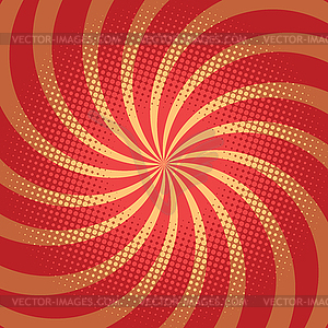 Red spiral pop art background - vector image