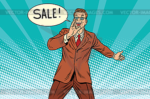 Sale businessman promoter - vector EPS clipart