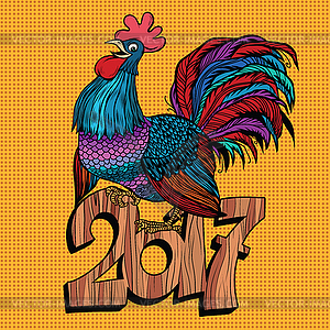 Beautiful cock 2017 new year - vector image