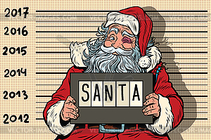 Criminal Santa Claus arrested, 2017 New year - vector EPS clipart