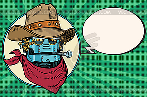 Robot cowboy West wild world - stock vector clipart