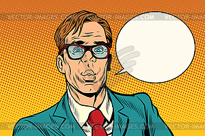 Businessman says comic cloud - vector clipart