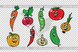 Set of fresh cute vegetable characters - vector clipart