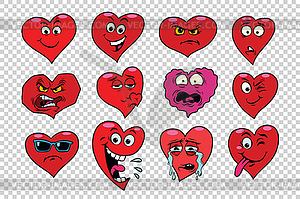 Red heart Valentine set of characters - vector image