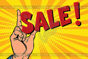 Business concept sale, hand gesture - vector clipart