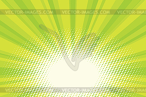 Green natural eco sunrise pop art background - vector clip art