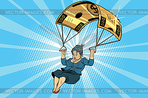 Woman Golden parachute financial compensation in - vector clip art